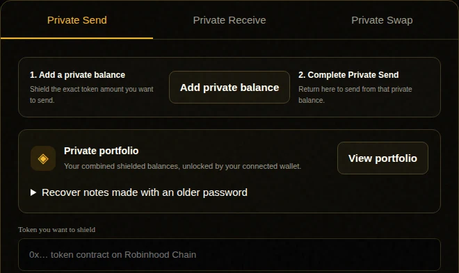 Preview of the ZKTX private transaction dapp